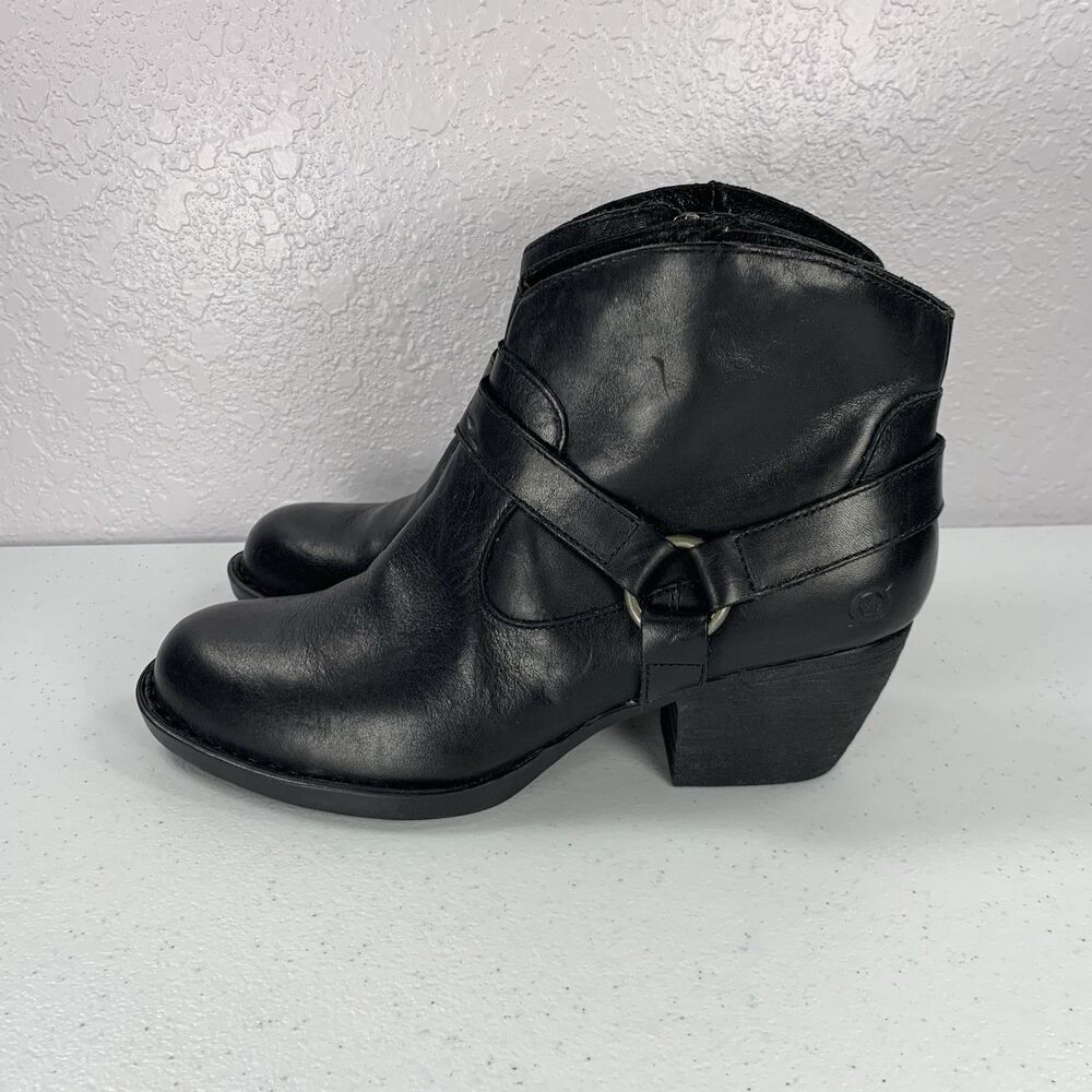 NWT Born Carmel Harness Ankle Boots Women’s 10 Black Leather - Picture 4 of 10
